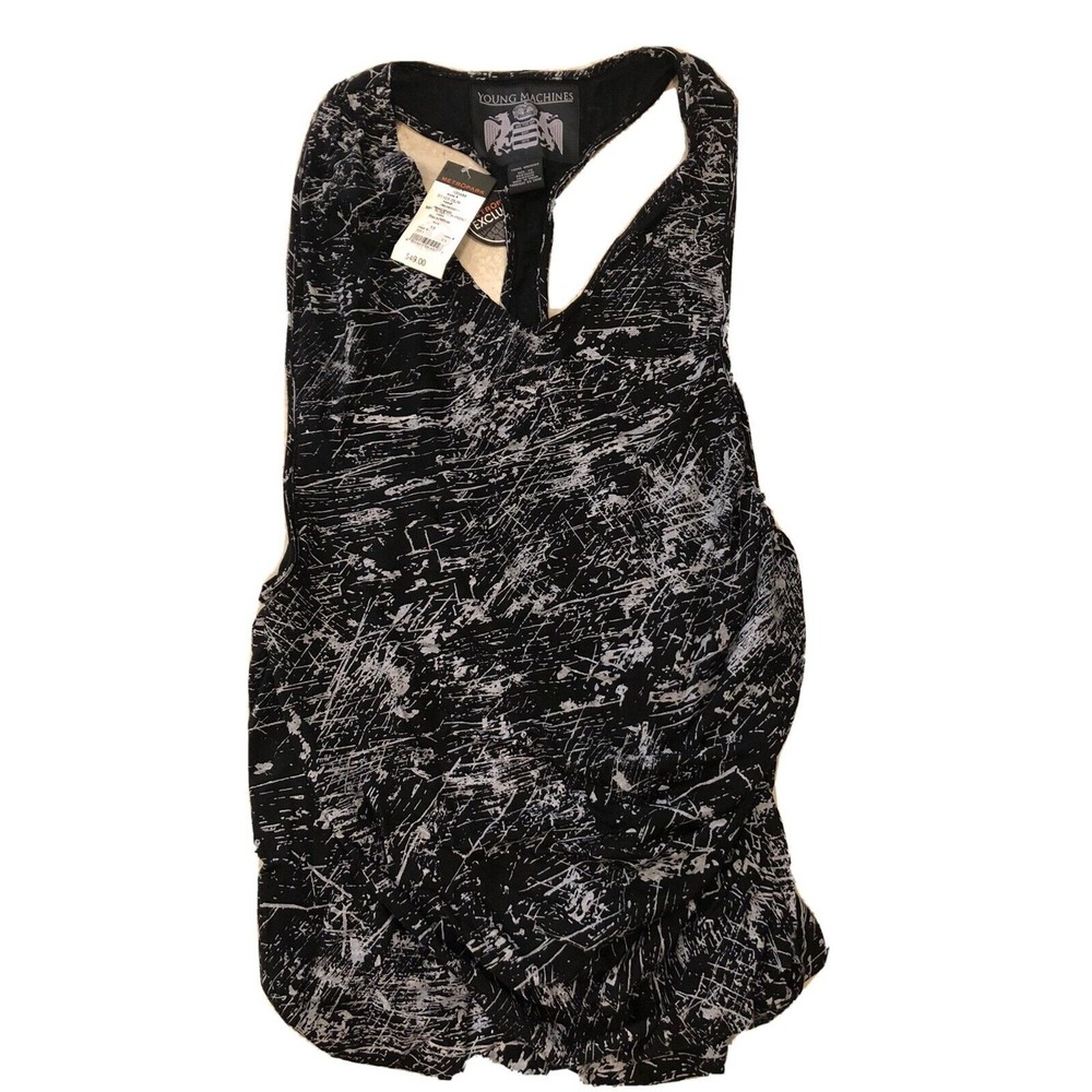 NWT MetroPark Exclusive Young Machines Scratch Print Black & White Tank Top XS